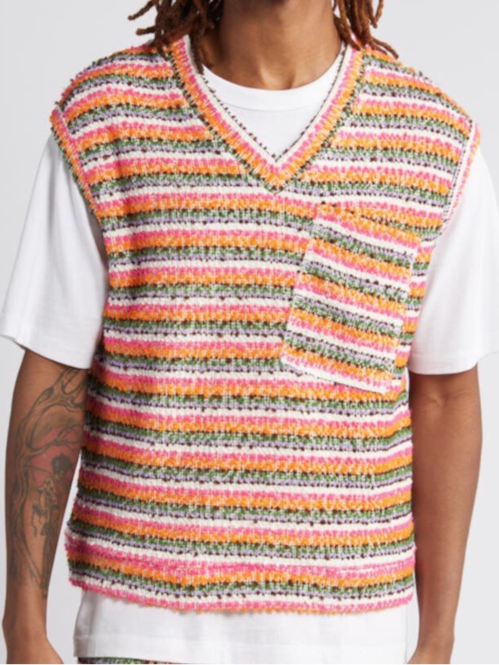 KROST Crushed Sand Sweater Vest in Orange Coral Multi size Medium